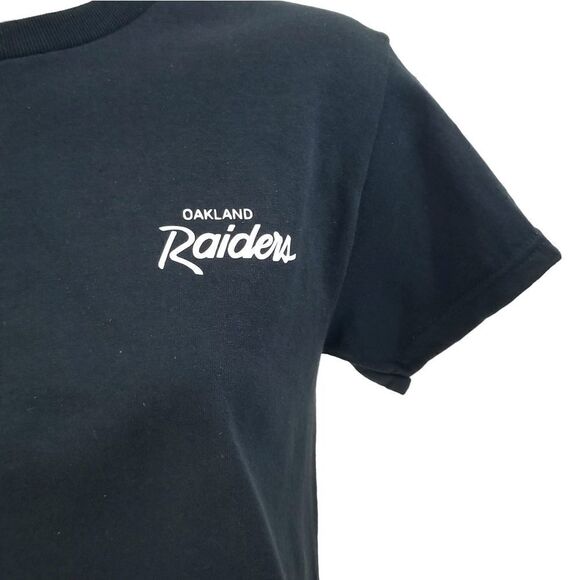 Oakland Raiders Double Script Retro Logo NFL "Cropped" Crop Top Football Tee - Picture 4 of 6